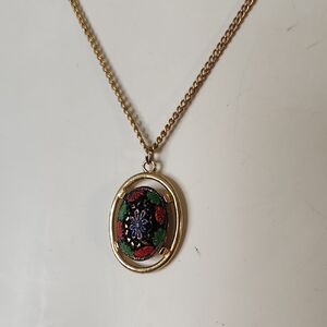 Sarah Coventry Goldplated Necklace with Floral Pendant Adjustable 18-24" RARE